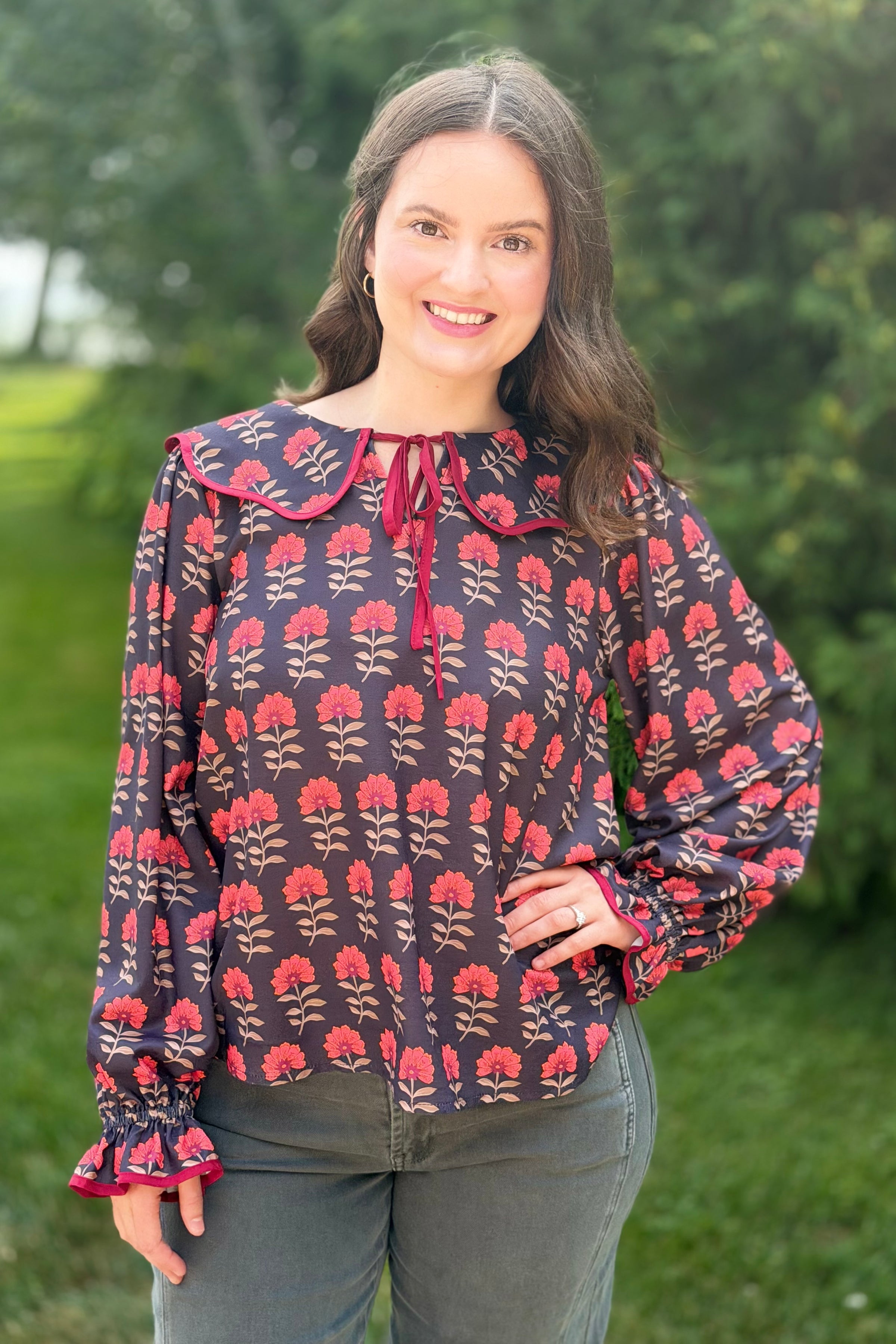 Floral Jacquard Tie Top