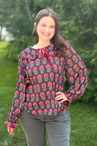 Floral Jacquard Tie Top