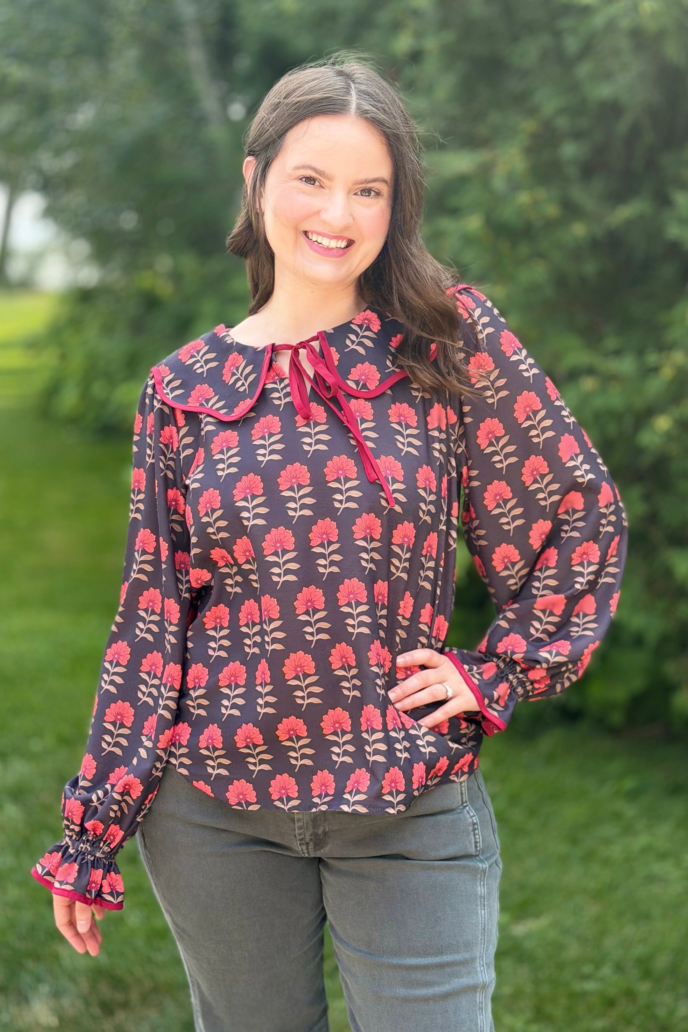 Floral Jacquard Tie Top