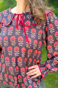 Floral Jacquard Tie Top