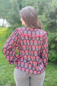 Floral Jacquard Tie Top