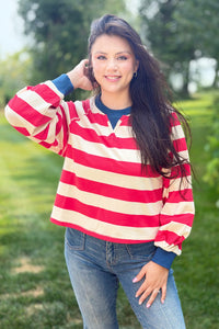 Casual Stripe Top - Red