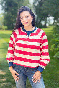 Casual Stripe Top - Red