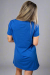 Solid Square Neck Pocket Dress - Blue