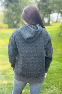 Heart Quilted Hoodie - Charcoal