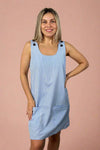 Striped Button Dress - Light Blue