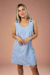 Striped Button Dress - Light Blue