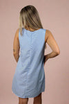 Striped Button Dress - Light Blue