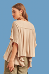 Poncho Top With Embroidered Detail Mocha