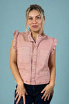 Button Front Utility Vest - Mauve