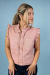 Button Front Utility Vest - Mauve