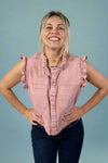 Button Front Utility Vest - Mauve