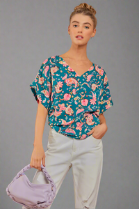 Casual Print Top - Teal