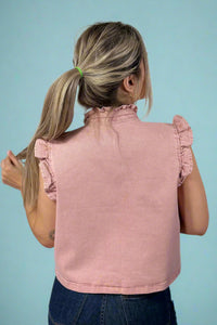 Button Front Utility Vest - Mauve
