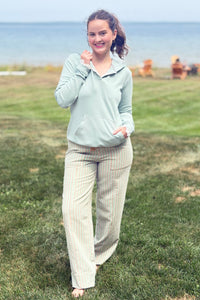 Striped Wide Leg Drawstring Pants