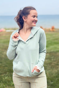 Henley Hoodie - Sea Breeze Lace