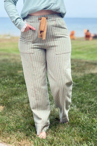 Striped Wide Leg Drawstring Pants