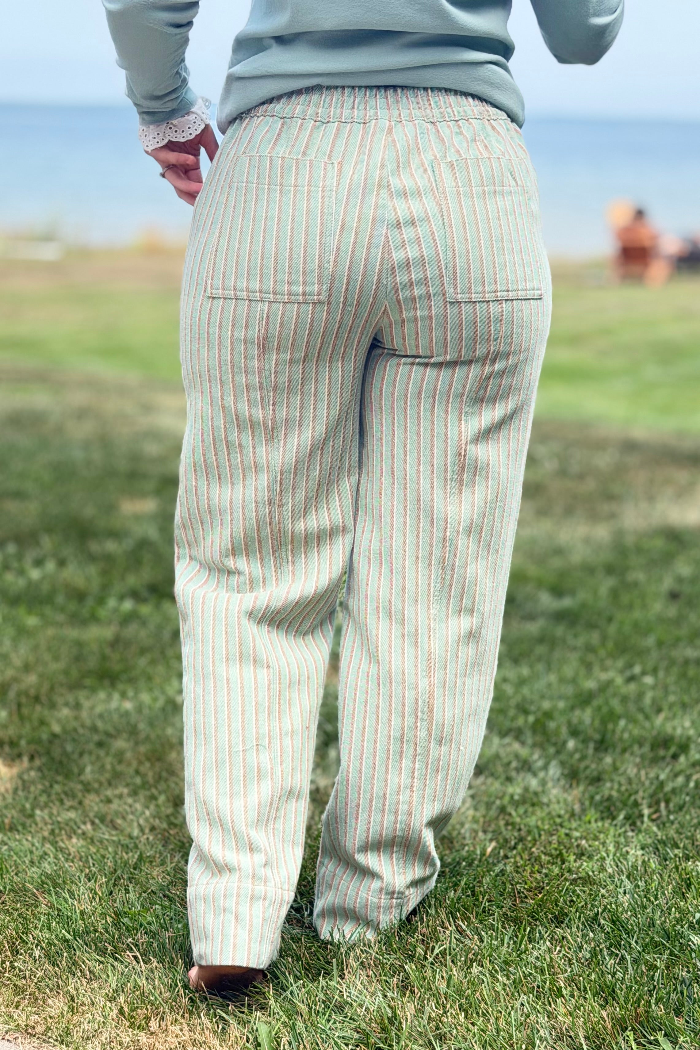 Striped Wide Leg Drawstring Pants