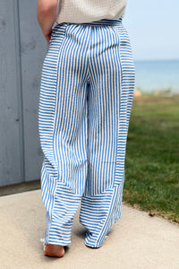 Striped Patchwork Jogger Pants - Blue