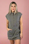 Zip Front Dress - Heather Grey