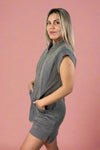 Zip Front Dress - Heather Grey