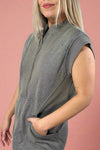 Zip Front Dress - Heather Grey
