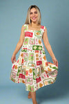 Cherry Print Midi Dress - Cream