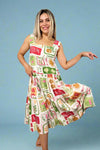 Cherry Print Midi Dress - Cream