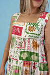 Cherry Print Midi Dress - Cream