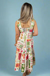 Cherry Print Midi Dress - Cream