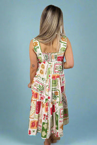 Cherry Print Midi Dress - Cream