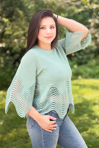 Wave Detail Knit Top - Sage