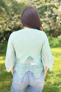 Wave Detail Knit Top - Sage