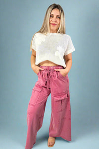 Casual Cargo Pants - Cherry Blossom