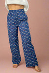 Polka Square Print Pants - Blue