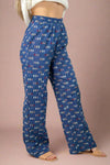 Polka Square Print Pants - Blue