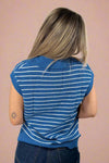 Striped Collar Sweater Vest - Blue