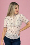 Short Sleeve Mesh Bow Top - Pink