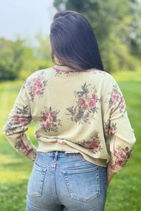 Floral Print Crewneck - Olive