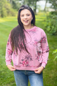Floral Print Crewneck - Rose