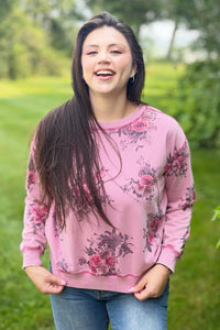 Floral Print Crewneck - Rose
