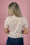 Short Sleeve Mesh Bow Top - Pink