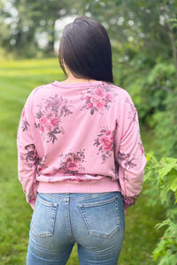 Floral Print Crewneck - Rose