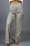 Retro Checkered Print Pants - Multi