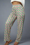 Retro Checkered Print Pants - Multi