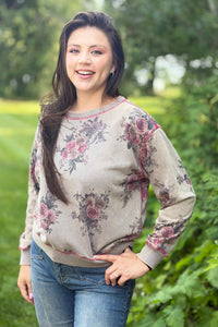 Floral Print Crewneck - Ash