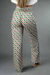 Retro Checkered Print Pants - Multi