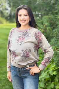 Floral Print Crewneck - Ash