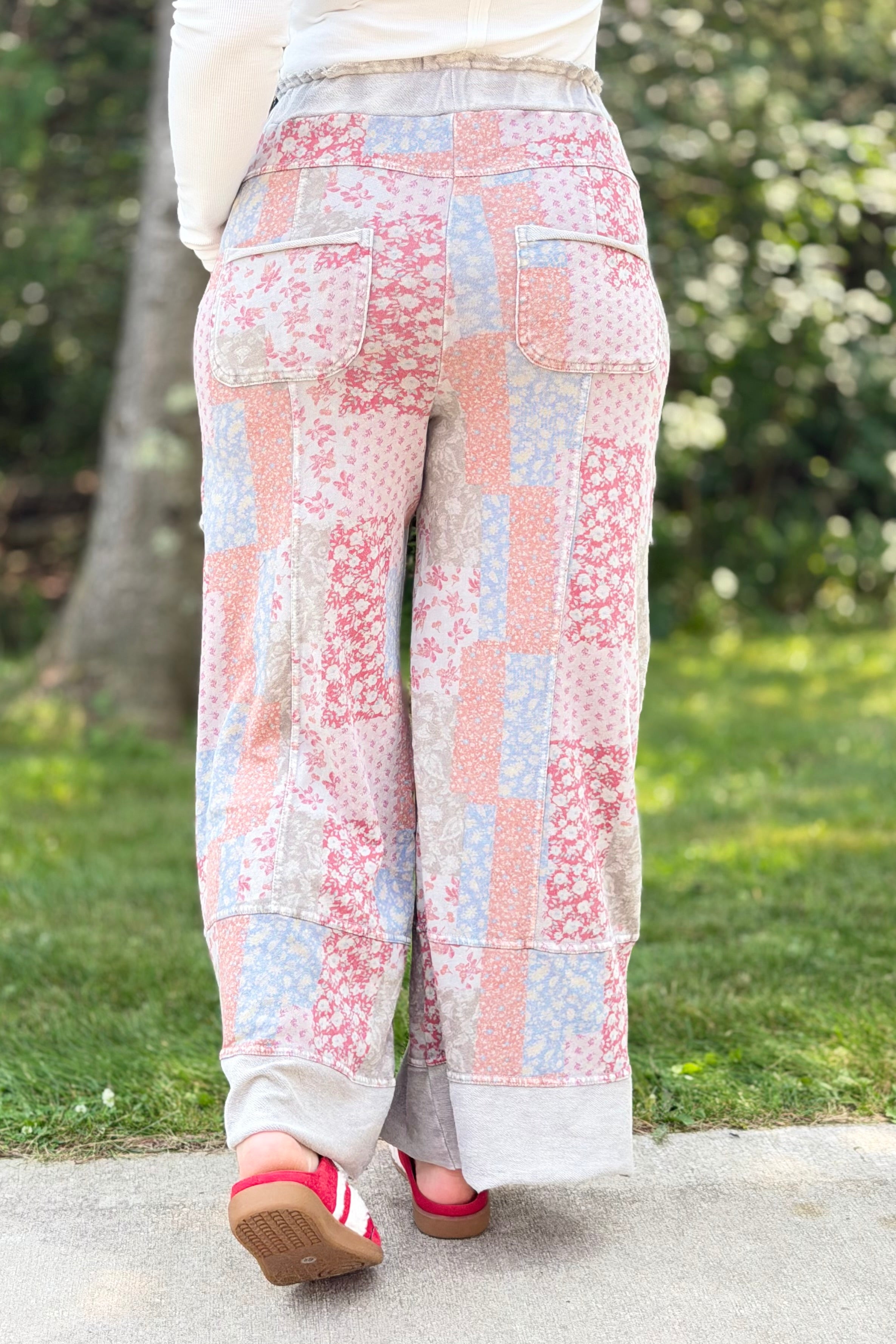 Patchwork Print Mineral Wash Pants