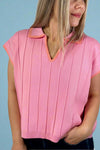 Collared Sweater Vest - Punch